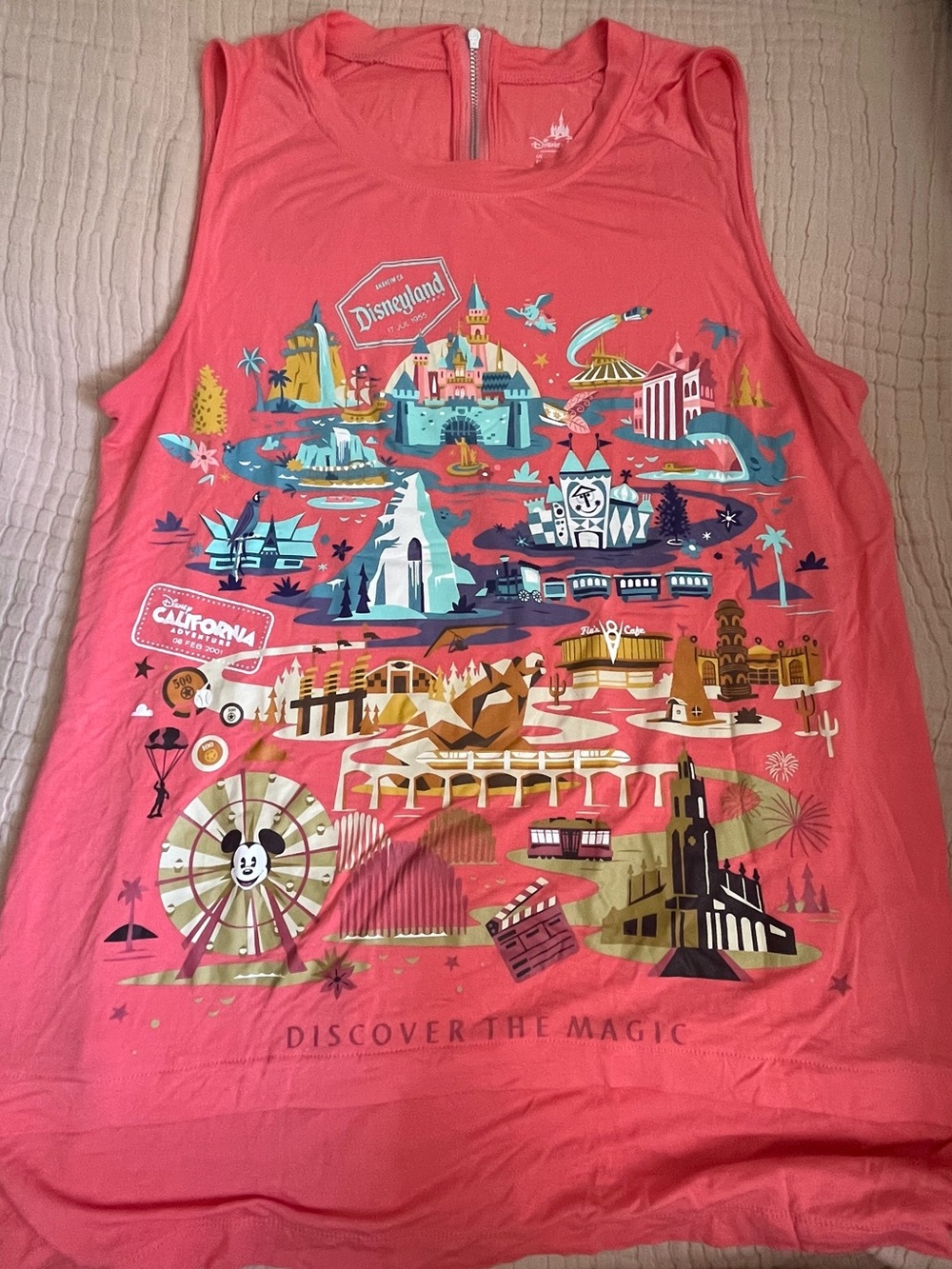 Disney Parks Coral Pink Zip-Front Tank